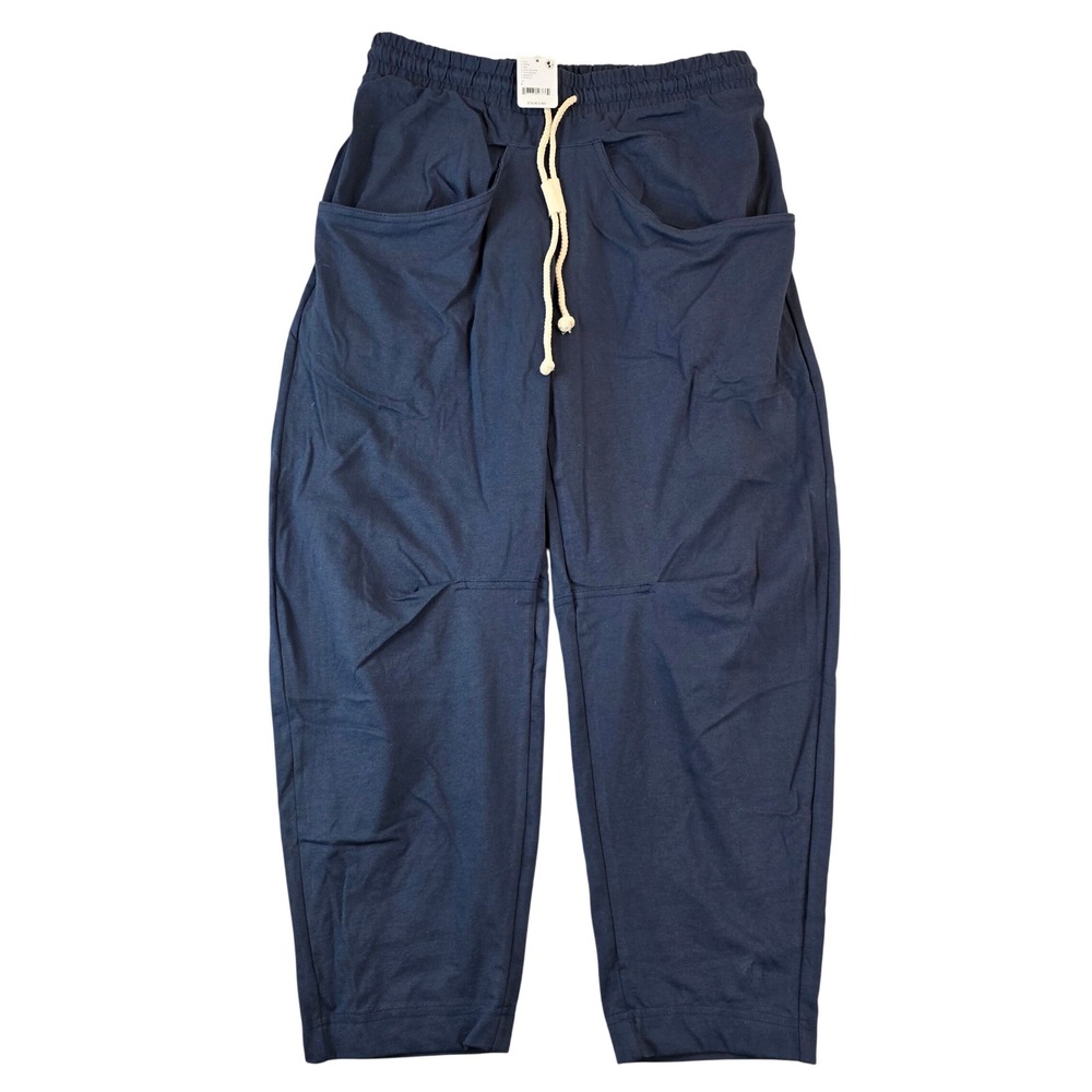 Free People Beach Navy Blaze Cotton Harem Pants Nautical Coastal Large NEW